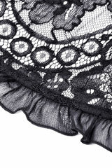 Black Ruffled Off Shoulder Long Bishop Sleeves Lace Women's Gothic Cape - Product - 15