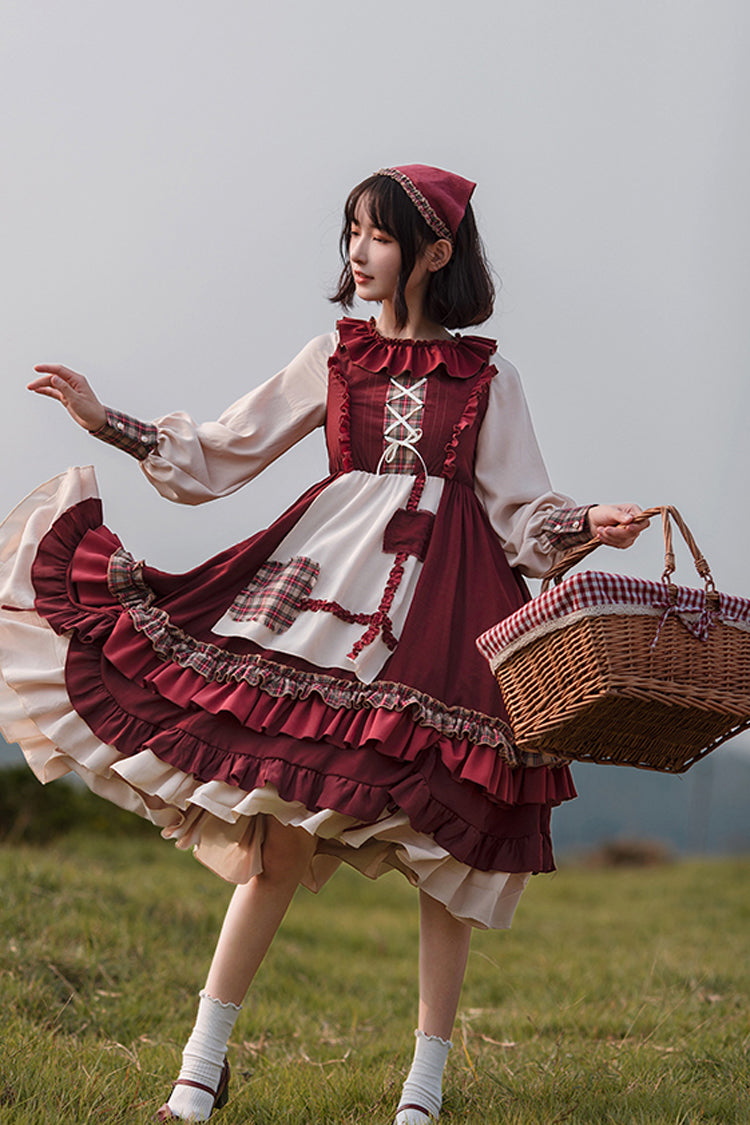Little Red Riding Hood Long Sleeves Ruffle Sweet Lolita Dress - Product - 3