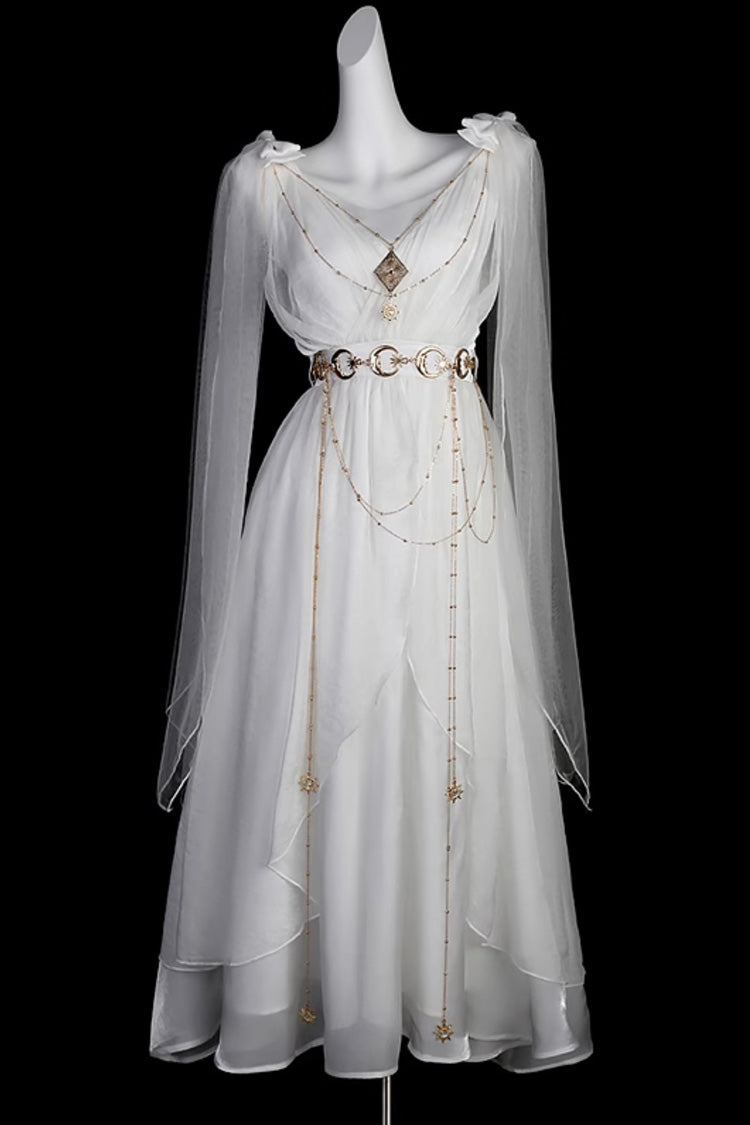 White [Messenger of God] Greek Style Sleeveless Ruffle Elegant Lolita Jsk Dress - Product - 5
