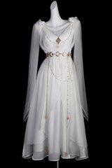 White [Messenger of God] Greek Style Sleeveless Ruffle Elegant Lolita Jsk Dress - Product - 5