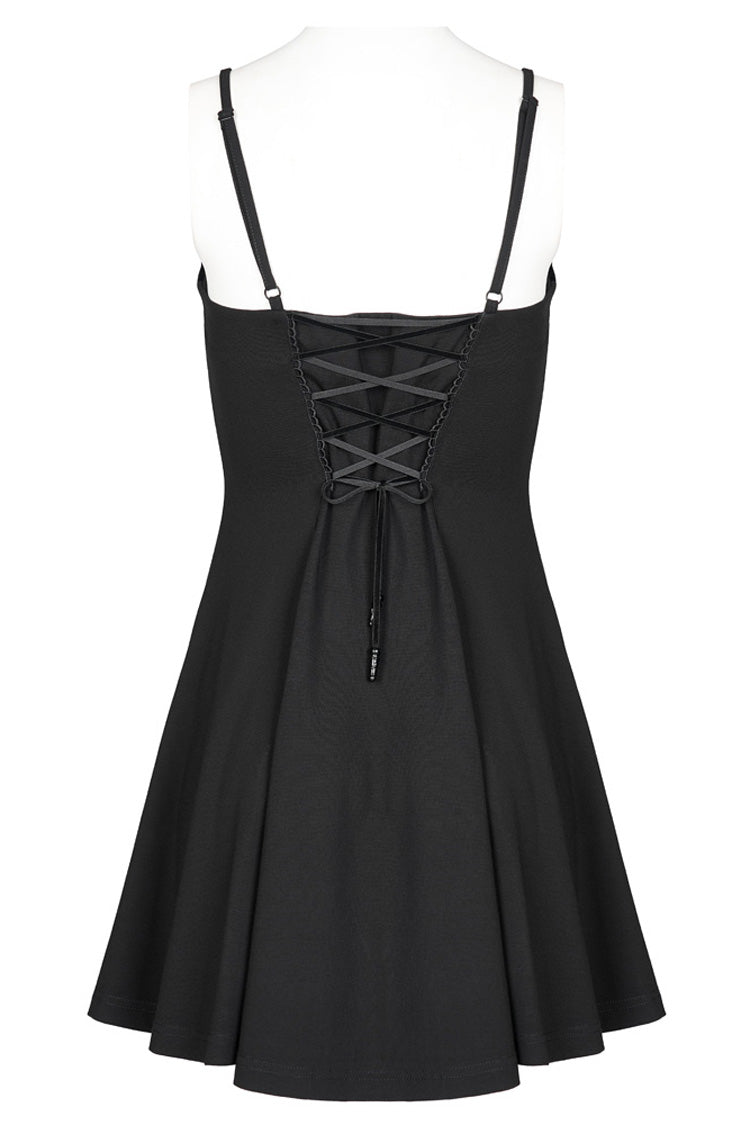 Black Bat Fleece Embroidered Sun Gothic Suspender Women's Dress - Product - 7