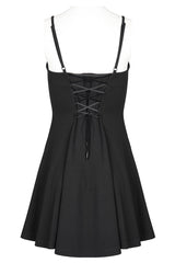 Black Bat Fleece Embroidered Sun Gothic Suspender Women's Dress - Product - 7
