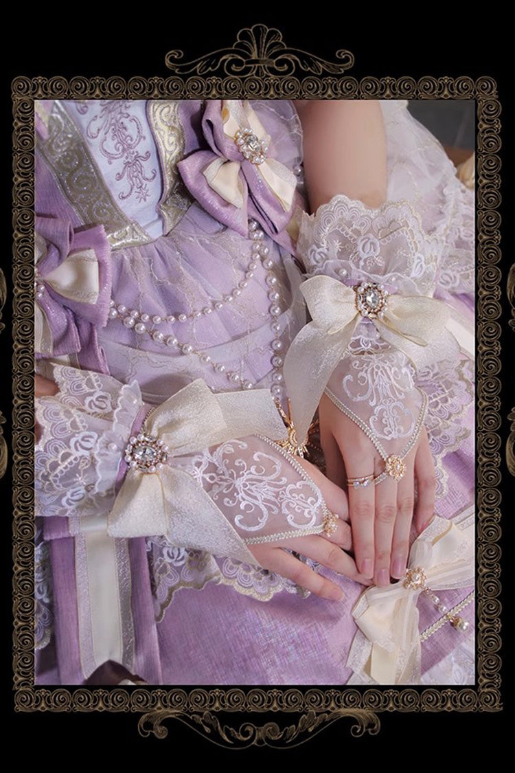 Purple [Girls' Day] Short Sleeves Multi-Layered Ruffle Bowknot Lace Sweet Lolita Dress 2 Versions - Product - 7