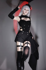 Black [Masquerade Phantom Thief] Cut-Out Gothic Ouji Lolita Shorts Set - Product - 7