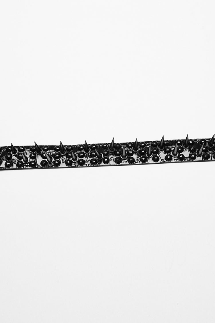 Black Rivets Faux Leather Adjustable Women's Steampunk Choker - Product - 5