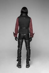 Black V Collar Sleeveless Metal Buckle Mens Steampunk Crossover Formal Vest - Product - 5