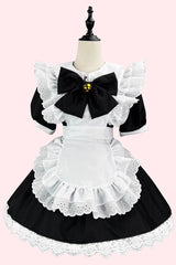 Maid Short Sleeves Ruffle Bowknot Sweet Plus Size Lolita Dress Full Set 2 Colors - Product - 2