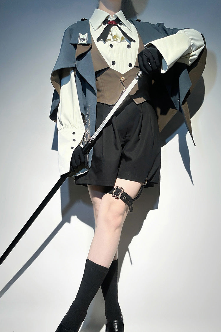 Blue [Little Detective] Print Ouji Prince Handsome Lolita Cloak - Product - 10