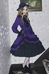 Point Manor Solid Color Stand Collar Long Sleeves Multi-layer Ruffle Gothic Lolita Dress 5 Colors - Product - 11