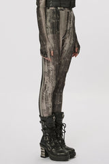 Slim Mesh Tie-dyed Women's Steampunk Leggings 2 Colors - Product - 10