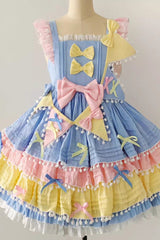 Yellow/Blue/Pink Cute Candy Bowknot Sweet Lolita Jsk Dress (Includes Pennant) - Product - 4