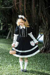 Black Meet Alice Long Sleeves Ruffle Lace Sweet Princess Lolita Jsk Dress - Product - 7