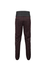 Red Retro Mid High Waist Micro Elastic Striped Woven Stitching Three Dimensional Jacquard Men's Gothic Trousers - Product - 7