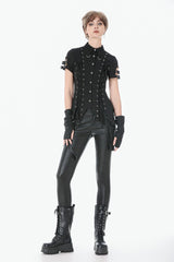 Black Asymmetric Studded Women's Punk Pants - Product - 12