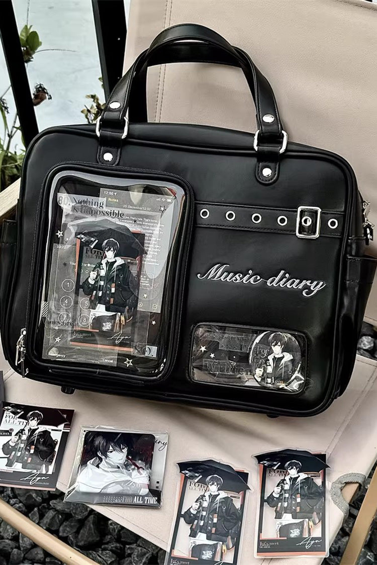 Classic Large Capacity Embroidered Crossbody Lolita Itabag 3 Colors - Black - 1