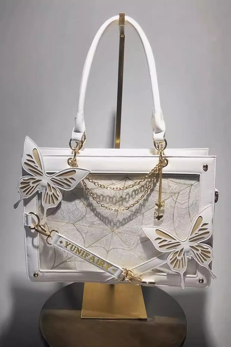 Maze Butterfly Gothic Lolita Shoulder Itabag 14 Colors - White/Gold - 3