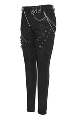 Black Punk Stretch Fitted Womens Pants With Zippper - Product - 5