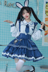 Officer Rabbit Multi-layer Ruffle Sweet Lolita Strap Dress 4 Colors - Product - 5