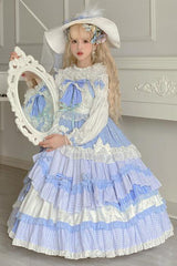 Purple/White Bowknot Multi-Layer Ruffled Sweet Lolita JSK Tiered Dress - Product - 3