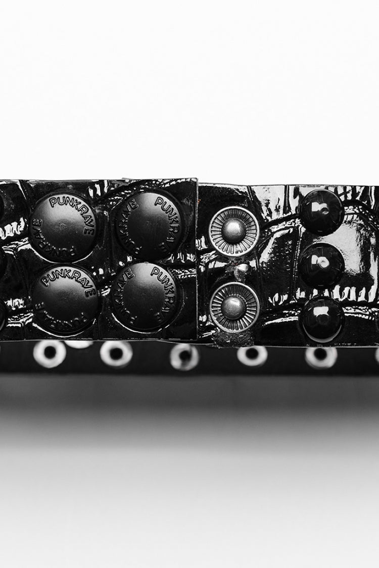 Black Rivets Faux Leather Adjustable Women's Steampunk Choker - Product - 6