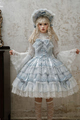 Blue [Reinas] Sleeveless Ruffle Bowknot Lace Sweet Lolita Jsk Dress - Blue - 1