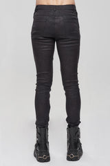 Black Basic Funds Metal Pentagram Crackle Punk Slim Men's Pants - Product - 3