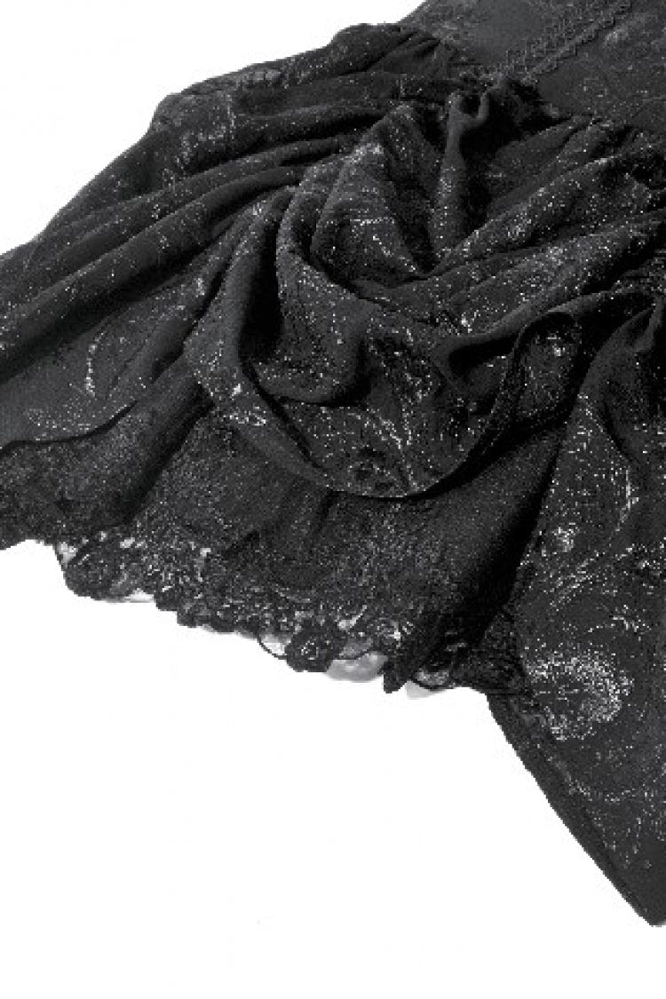 Black Sleeveless Multi-Layered Embroidered Women's Gothic Peplum Court Slip Dress - Product - 18