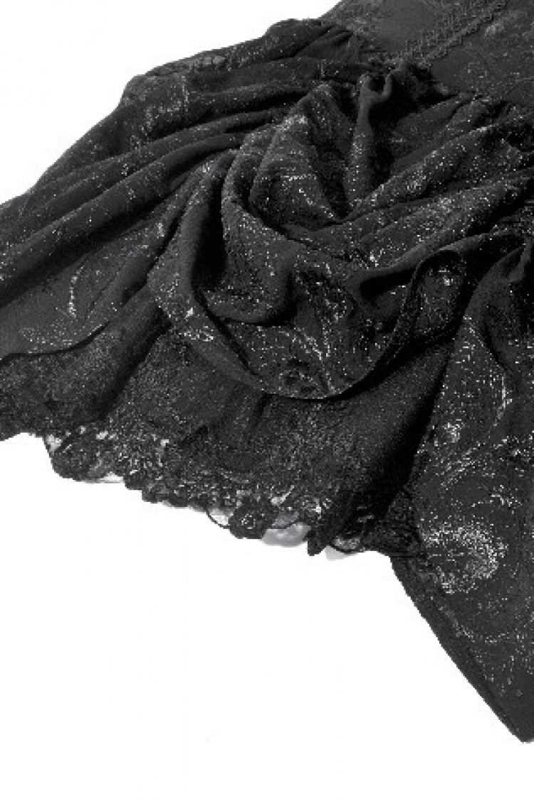 Black Sleeveless Multi-Layered Embroidered Women's Gothic Peplum Court Slip Dress - Product - 18