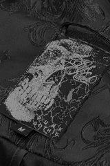 Black Jacquard Stand Collar Stitching Metal Retro Buckle Mens Gothic Cloak - Product - 6