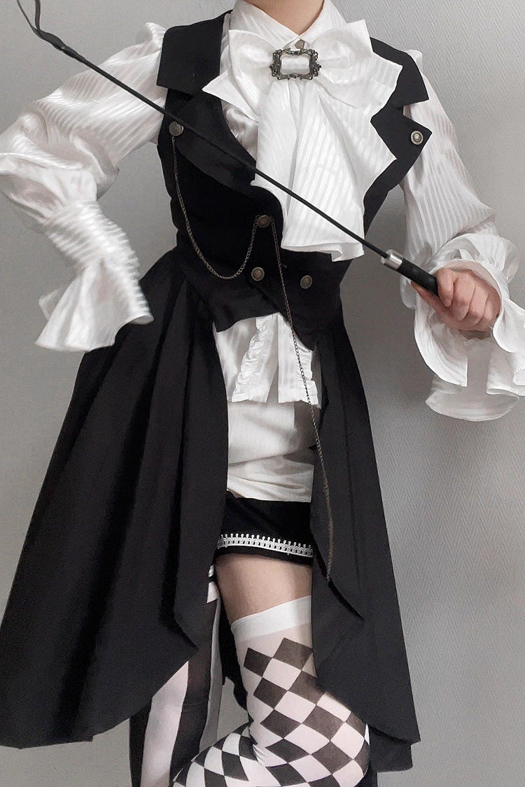 ブラック [Moonstone] ノースリーブ フリル 王子系 ゴシック Prince ロリータ ロング ベスト 商品画像