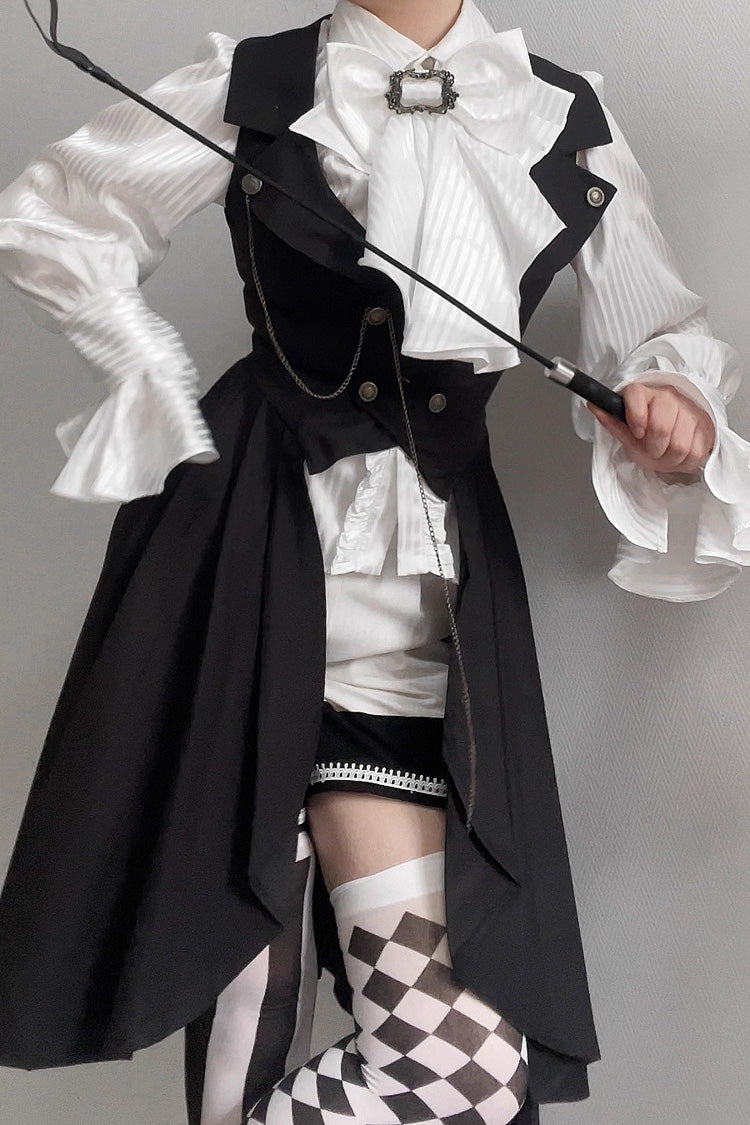 ブラック [Moonstone] ノースリーブ フリル 王子系 ゴシック Prince ロリータ ロング ベスト 商品画像