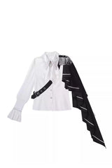 Black/White Embroidery Asymmetric Gothic Prince Handsome Ouji Lolita Set - Top(Only) - 14