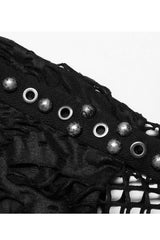 Black Punk Irregular Ripped Mesh Stitching Stretch Loose Knit Short Sleeved Men's T-Shirt - Product - 7
