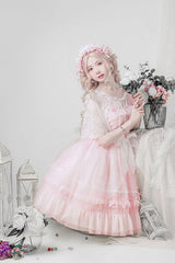 Pink Chiffon High Waist Multi-Layer Ruffled Sweet Lolita JSK Dress - Product - 3