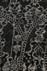 Black/Gold Boat Neck Off Shoulder Print Hollow Stitching Mesh Women's Gothic Dress - Product - 5