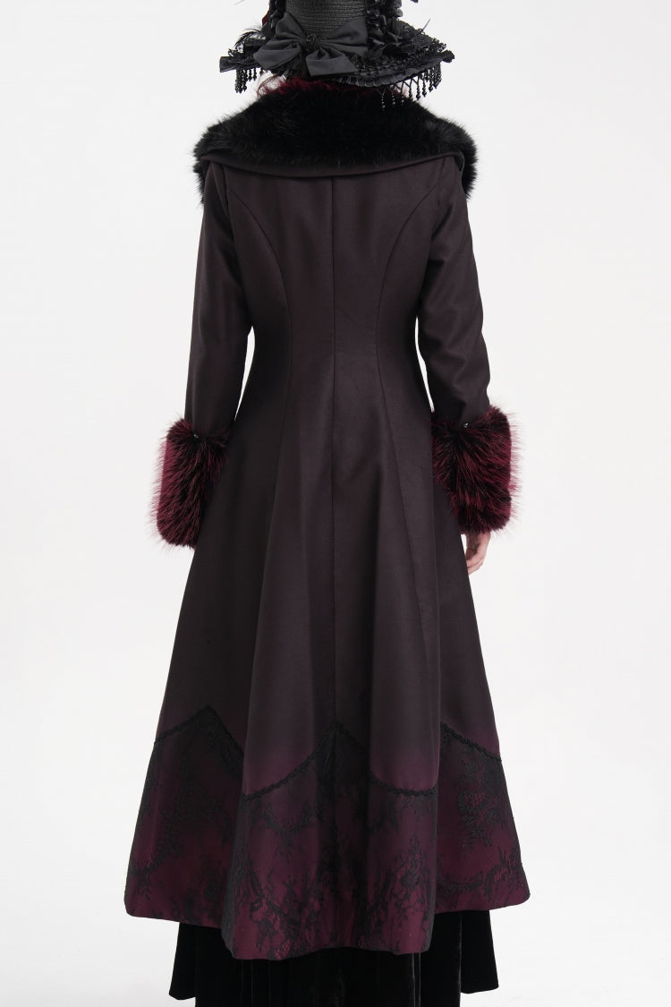 Black/Red Cross Long Sleeves Lace Women's Gothic Long Coat - Product - 4