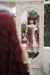 Red Baroque Palace Print Lace Classic Princess Lolita Dress - Product - 10