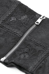 Black Floral Pattern Lace-Up Zippered Women's Gothic Waist Corset - Product - 12