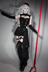Black [Masquerade Phantom Thief] Cut-Out Gothic Ouji Lolita Shorts Set - Product - 2