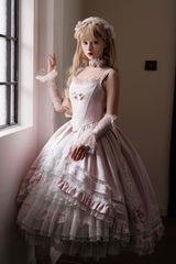Pink [Promise of the Rose] Multi-Layered Ruffled Hanayome Open-Front Bow Sweet Gorgeous Lolita Jsk Dress Set - Product - 3