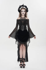 Black Crochet Lace-Up Slim Zippered Women's Gothic Accessory Zip Girdle - Product - 2