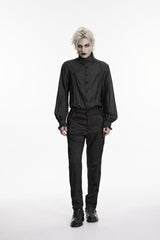 Black Jacquard Slim Men's Gothic Gorgeous Handsome Pants - Product - 4