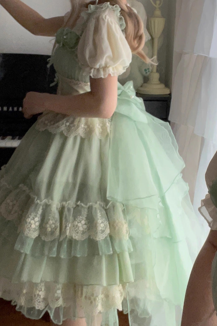 Green Multi-layer Annie's Tea Party Ruffle Hanayome Sweet Lolita Jsk Dress - Product - 3