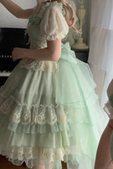 Green Multi-layer Annie's Tea Party Ruffle Hanayome Sweet Lolita Jsk Dress - Product - 3