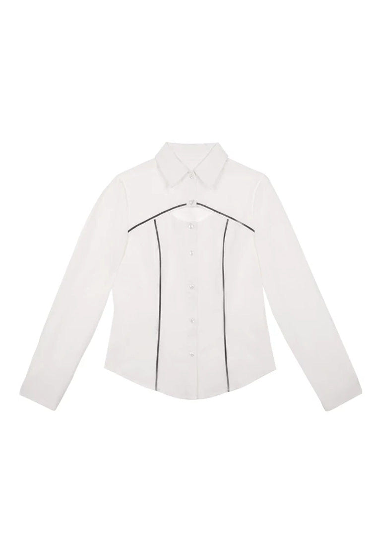 Black/White Long Sleeves Color Matching Handsome Sci-fi Lolita Skirt Set - Shirt(Only) - 13