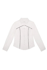 Black/White Long Sleeves Color Matching Handsome Sci-fi Lolita Skirt Set - Shirt(Only) - 13