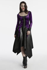 Violet Long Sleeves Gradient Irregular Women's Gothic Blouse - Product - 4