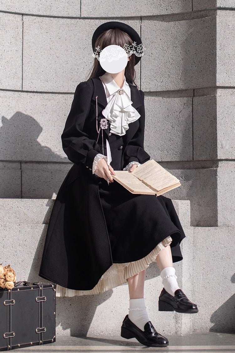 Black [Hathaway] Ruffle Bowknot Lace Elegant Lolita Jumper Dress - Product - 12