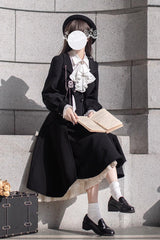Black [Hathaway] Ruffle Bowknot Lace Elegant Lolita Jumper Dress - Product - 12