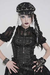 Black Bow Lace-Up Slim Zippered Women's Gothic Swallow-tailed Vest - Product - 9
